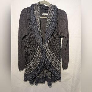 Sioni Gray Shawl Collar Bohemian Knit Cardigan Sweater Size M